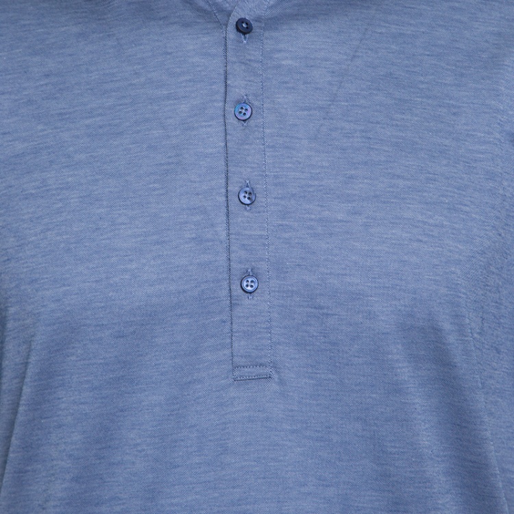 Pre Owned Ermenegildo Zegna Blue Honeycomb Pattern Short Sleeve Polo T-Shirt M