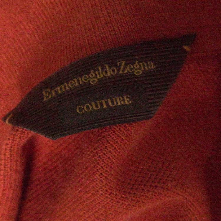 Pre Owned Ermenegildo Zegna Couture Brick Red Cotton Knit Polo T-Shirt L