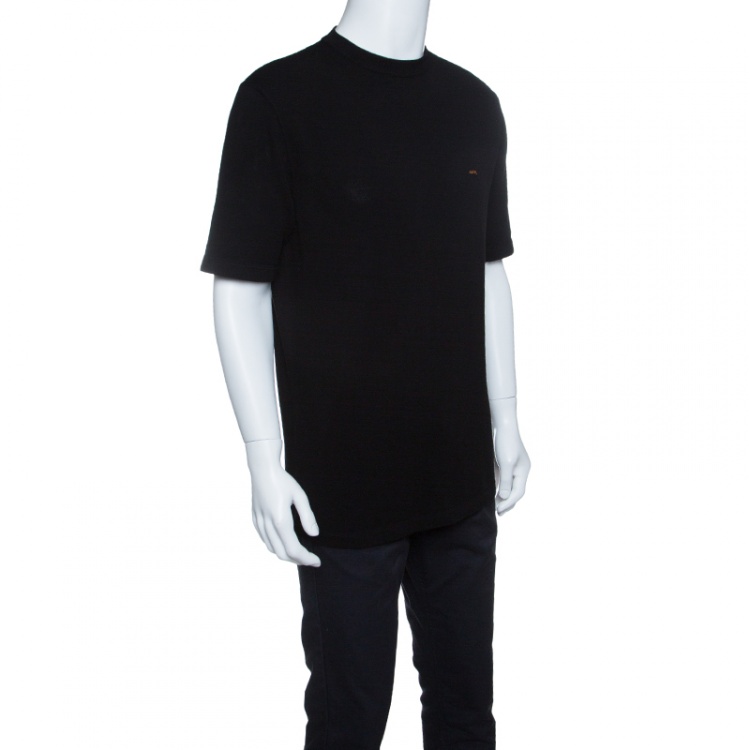 مملوكة مسبقًا Ermenegildo Zegna Couture Black Knit Logo Embroidered T-Shirt L