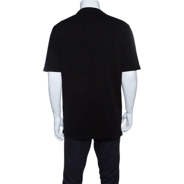مملوكة مسبقًا Ermenegildo Zegna Couture Black Knit Logo Embroidered T-Shirt L