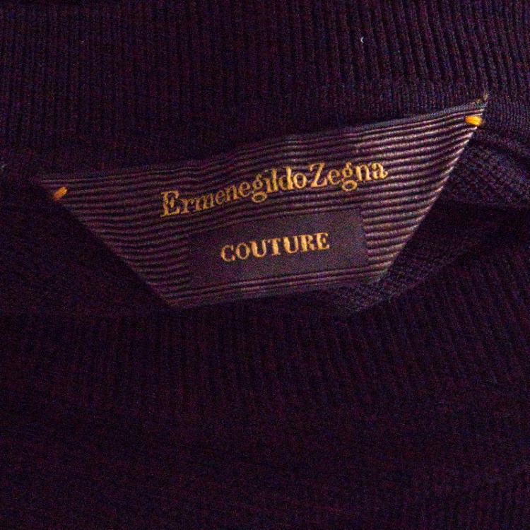 مملوكة مسبقًا Ermenegildo Zegna Couture Black Knit Logo Embroidered T-Shirt L