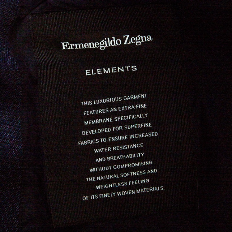 Pre Owned Ermenegildo Zegna Navy Blue Melange Wool Leather Trim Quilted Down Jacket XXL