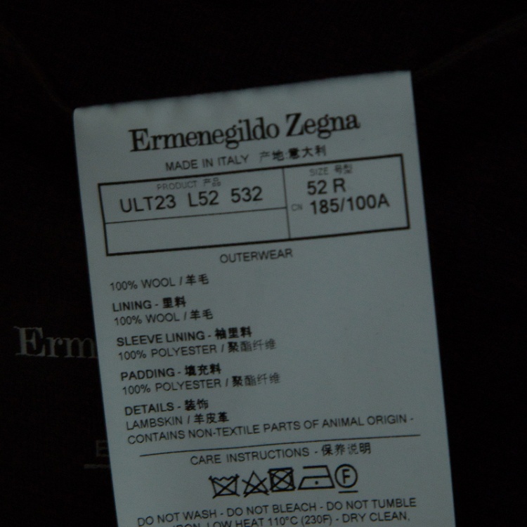 Pre Owned Ermenegildo Zegna Navy Blue Wool Gabardine Leather Trim Long Jacket XL