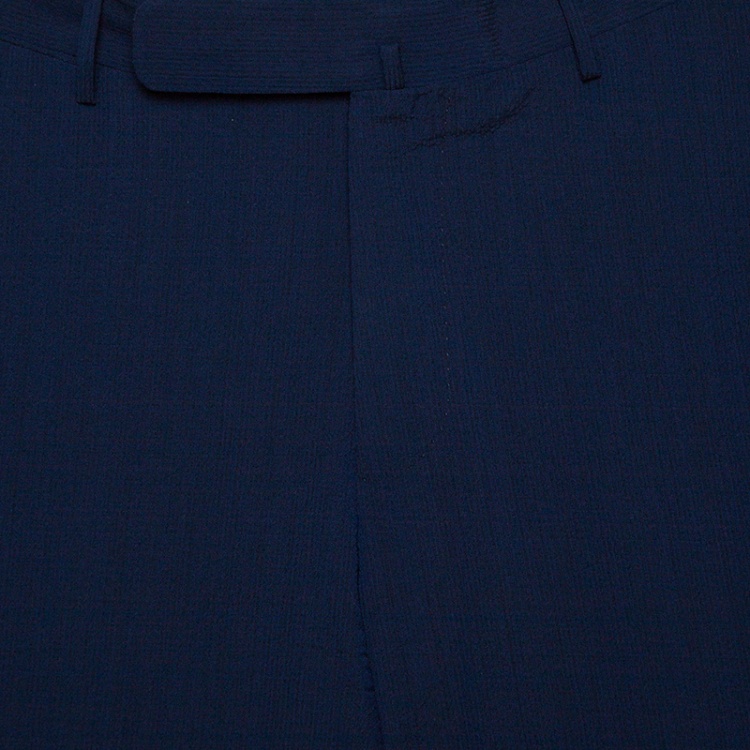 Pre Owned Ermenegildo Zegna High Performance Navy Blue Wool Silk Slim Fit Trousers L