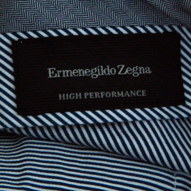 Pre Owned Ermenegildo Zegna High Performance Navy Blue Wool Silk Slim Fit Trousers L