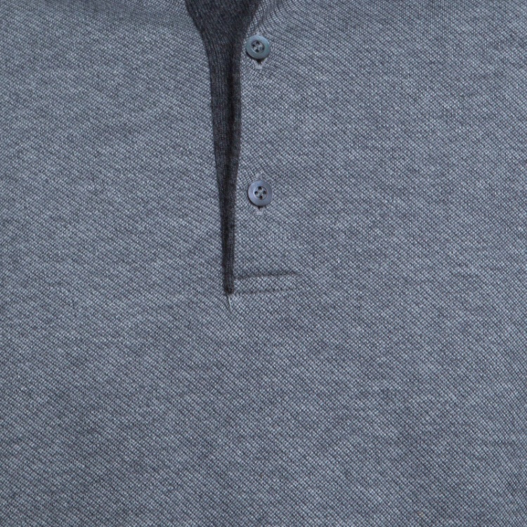 Pre Owned Ermenegildo Zegna Grey Knit Ribbed Contrast Collar Sweater XL