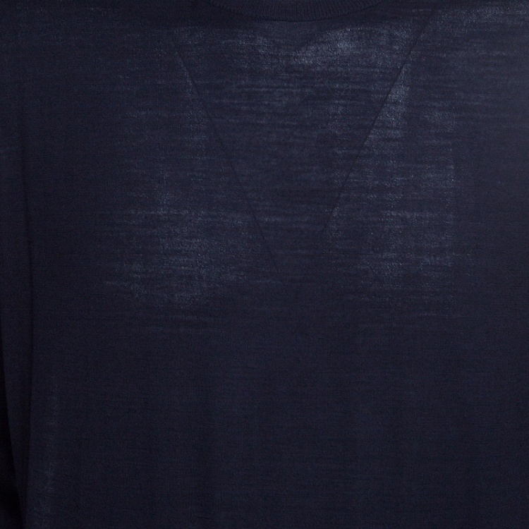 Pre Owned Ermenegildo Zegna High Performance Navy Blue Ribbed Trim Sweater L