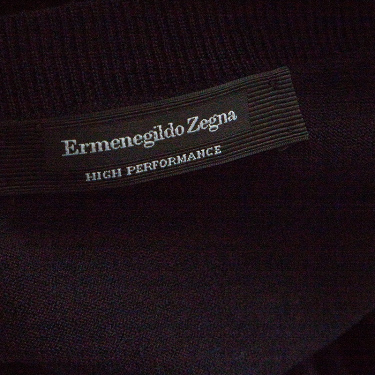 Pre Owned Ermenegildo Zegna High Performance Navy Blue Ribbed Trim Sweater L