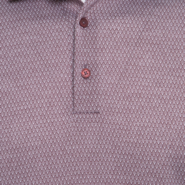 Pre Owned Ermenegildo Zegna Brown and White Cotton Diamond Patterned Knit Polo T-Shirt S