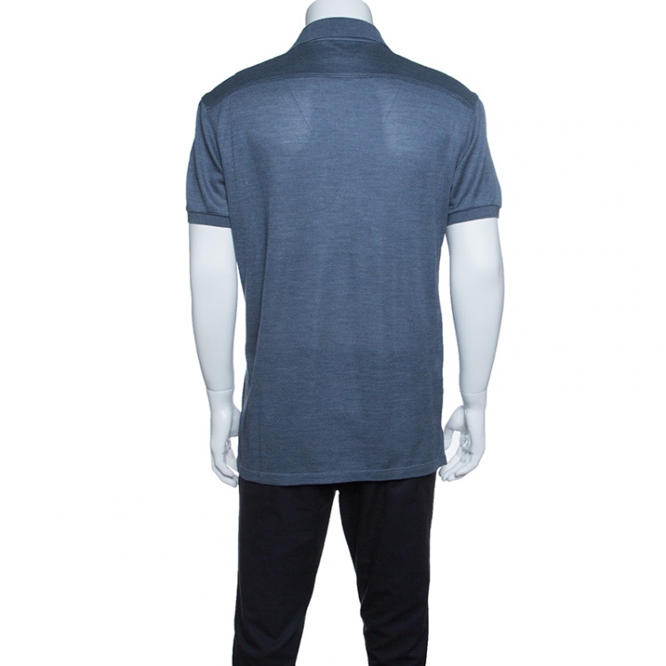 Pre Owned Ermenegildo Zegna Grey Silk Jersey Knit Short Sleeve Polo T-Shirt M