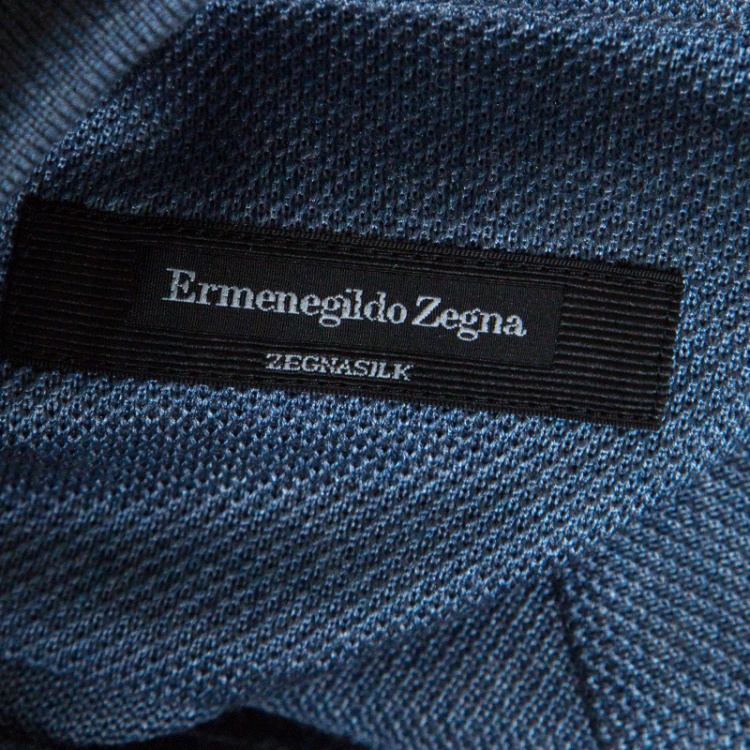 Pre Owned Ermenegildo Zegna Grey Silk Jersey Knit Short Sleeve Polo T-Shirt M
