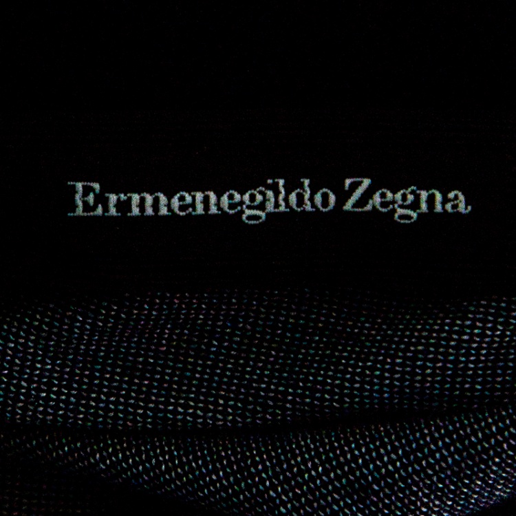 Pre Owned Ermenegildo Zegna Navy Blue Honeycomb Knit Zip Front Polo T-Shirt M