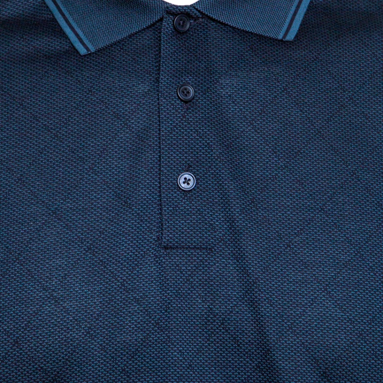 Pre Owned Ermenegildo Zegna Teal Argyle Pattern Cotton Jacquard Polo T-Shirt M