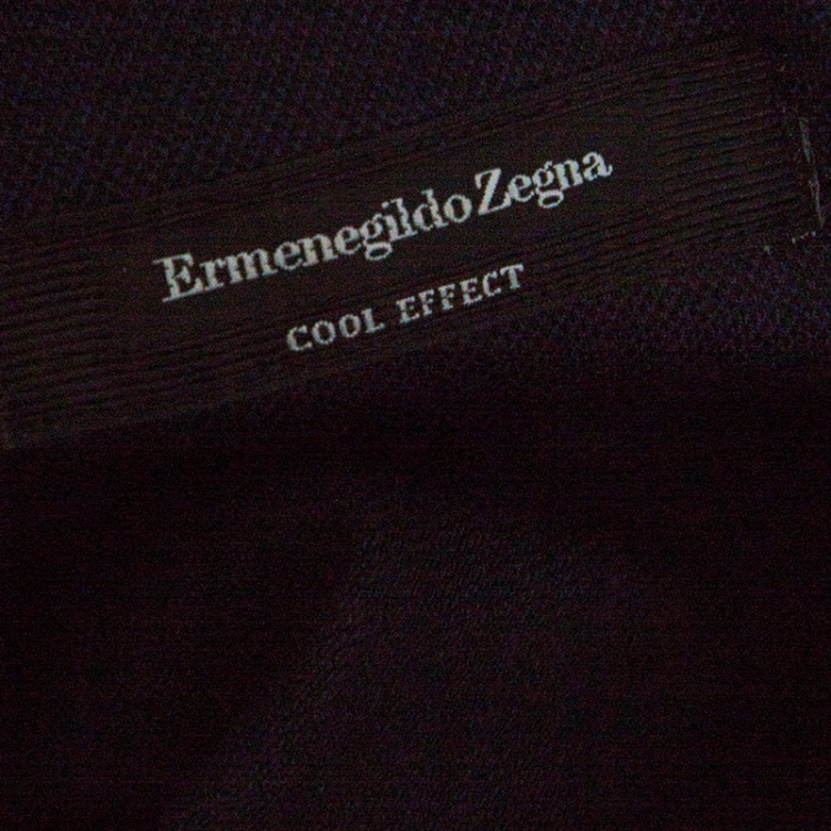 Pre Owned Ermenegildo Zegna Cool Effect Navy Blue Knit Polo T-Shirt L