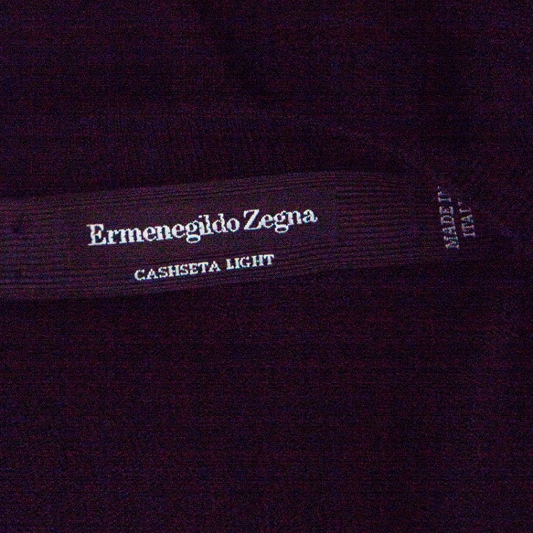Pre Owned Ermenegildo Zegna Cashseta Light Black Ribbed Trim V-Neck Sweater L