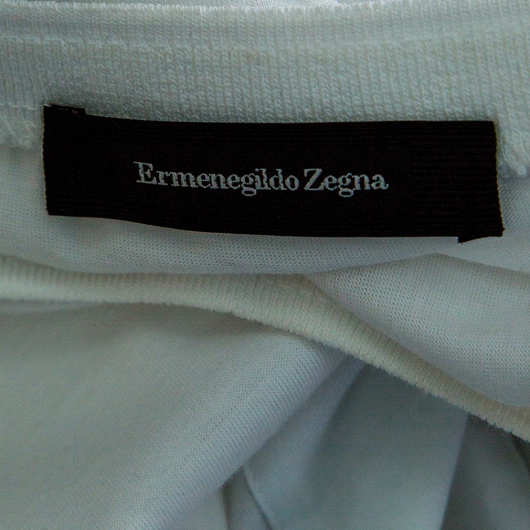 Pre Owned Ermenegildo Zegna White Cotton Short Sleeve Crew Neck T-Shirt M