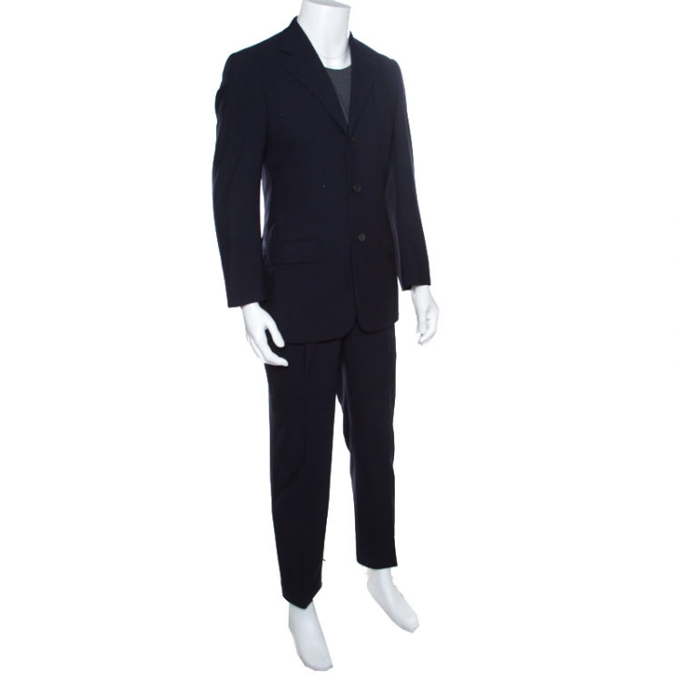 Pre Owned Ermenegildo Zegna Napoli Couture Navy Blue Wool Tailored Suit M