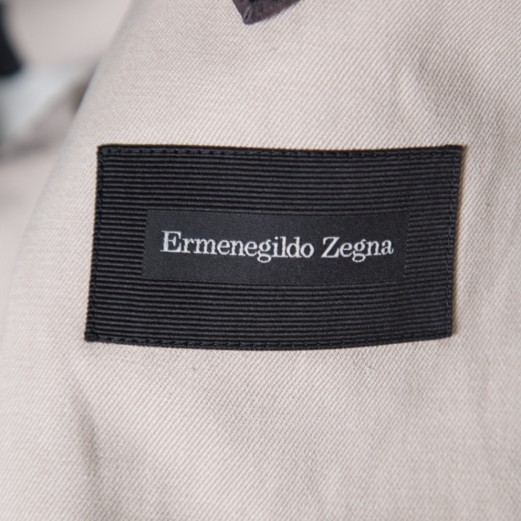 Pre Owned Ermenegildo Zegna Beige Silk and Linen Tailored Blazer M