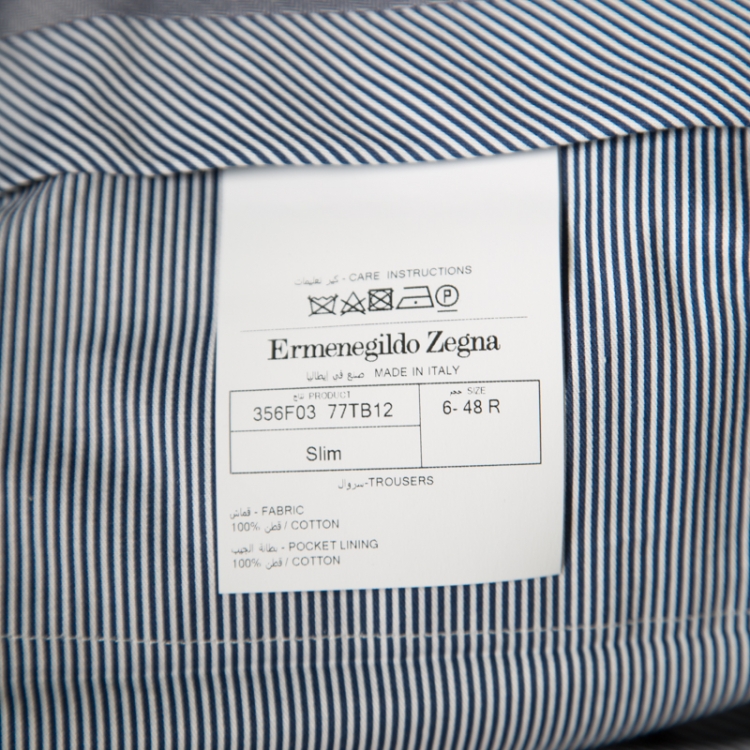 مملوكة مسبقًا Ermenegildo Zegna Navy Blue Tailored Cotton Slim Fit Trousers M