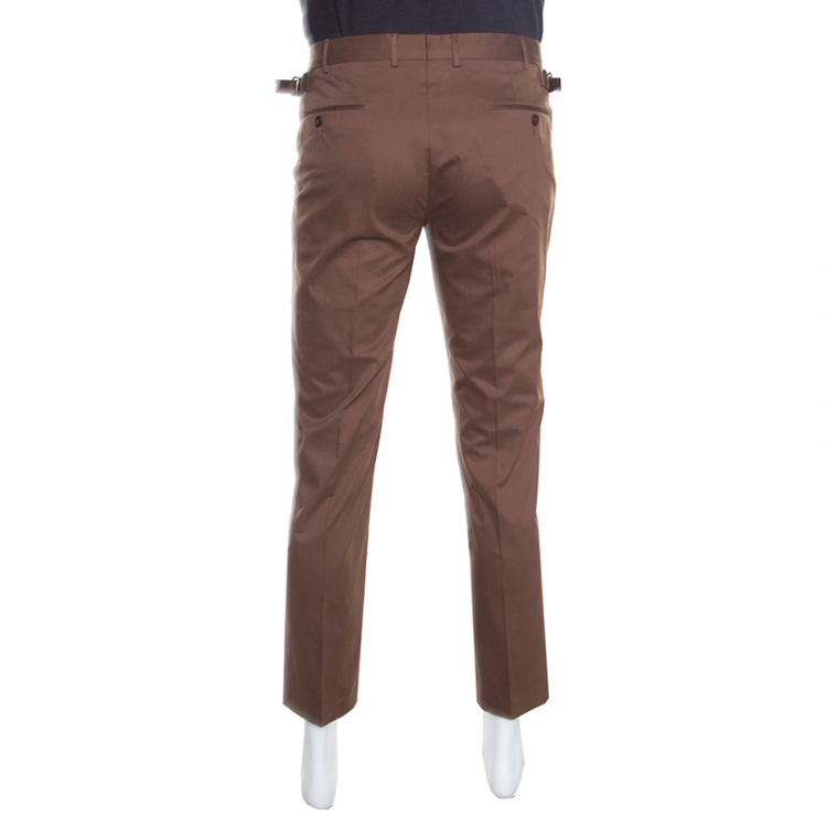 Pre Owned Ermenegildo Zegna Brown Tailored Cotton Slim Fit Trousers M