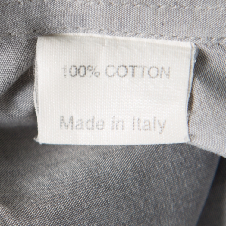 Pre Owned Ermenegildo Zegna Soft Grey Cotton Button Down Long Sleeve Shirt XL