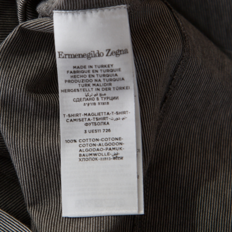 Pre Owned Ermenegildo Zegna Grey Cotton Argyle Pattern Polo T Shirt XL