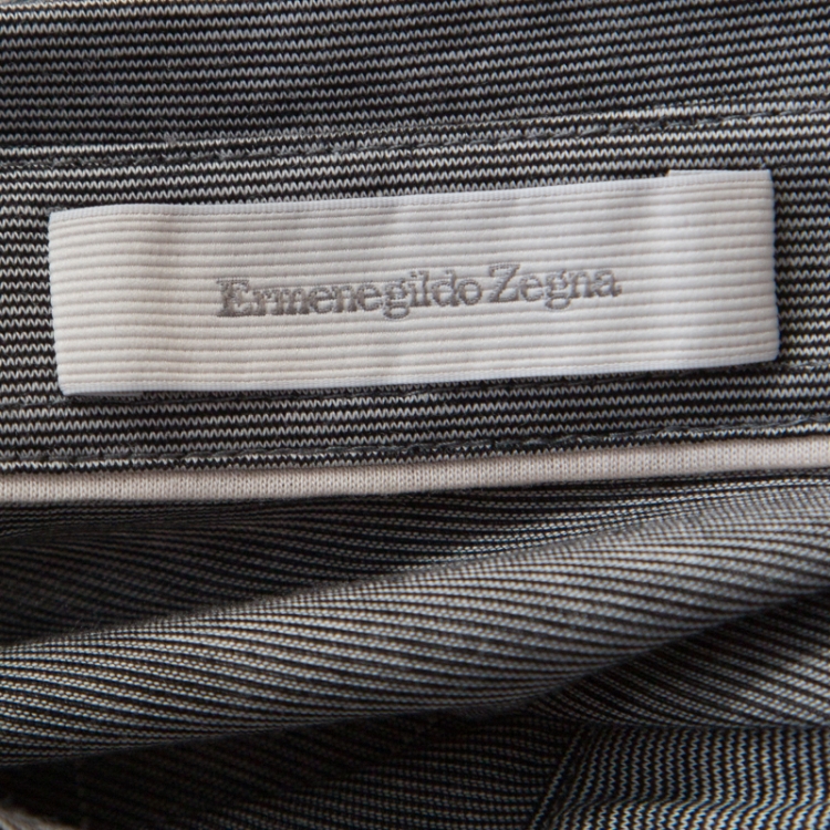 Pre Owned Ermenegildo Zegna Grey Cotton Argyle Pattern Polo T Shirt XL