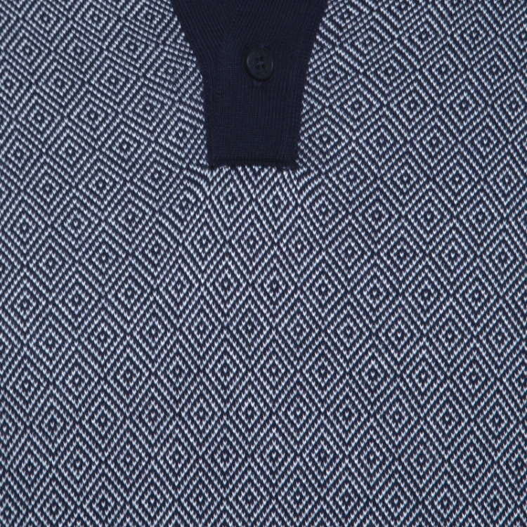 Pre Owned Ermenegildo Zegna Blue Diamond Patterned Cotton Jacquard  Polo T Shirt XL