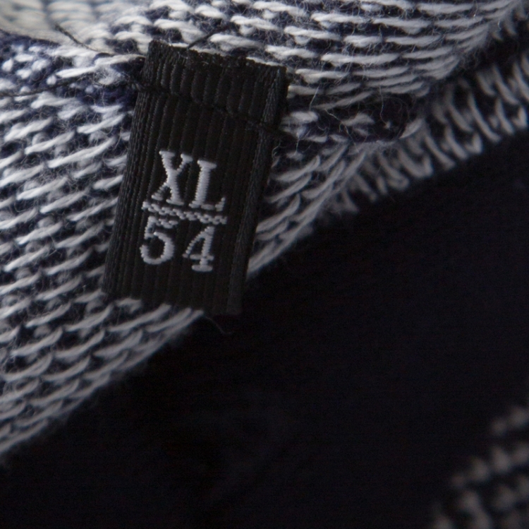 Pre Owned Ermenegildo Zegna Blue Diamond Patterned Cotton Jacquard  Polo T Shirt XL