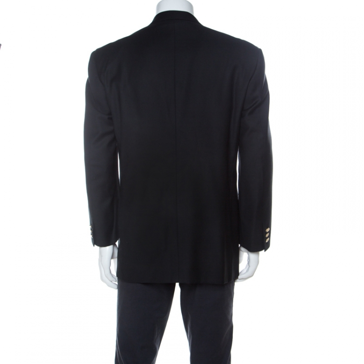 Pre Owned Ermenegildo Zegna Black Wool Double Breasted Regular Fit Blazer L