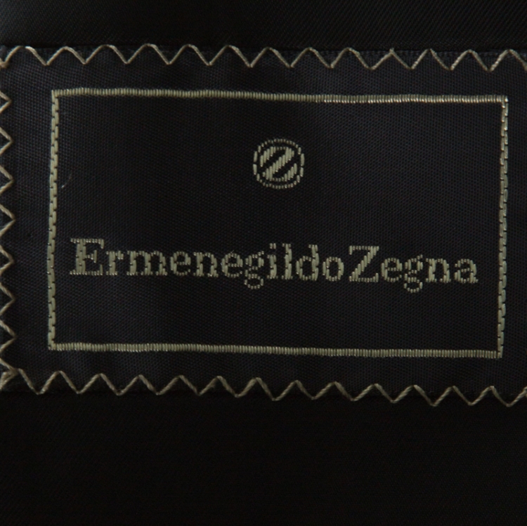 Pre Owned Ermenegildo Zegna Black Wool Double Breasted Regular Fit Blazer L