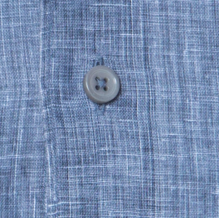 Pre Owned Ermenegildo Zegna Blue Linen Mandarin Collar Button Down Shirt XL