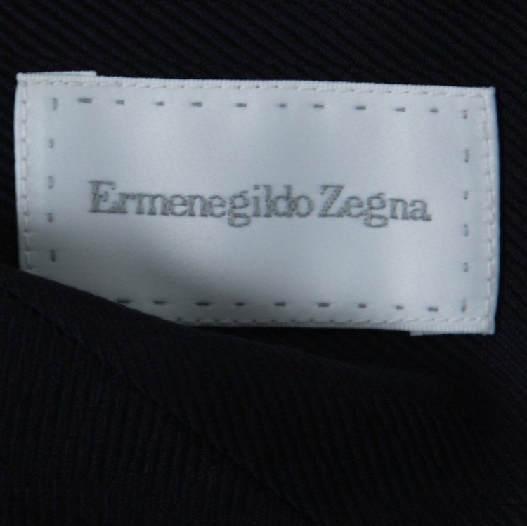Pre Owned Ermenegildo Zegna Navy Blue Woven Cotton Slim Fit Shirt M