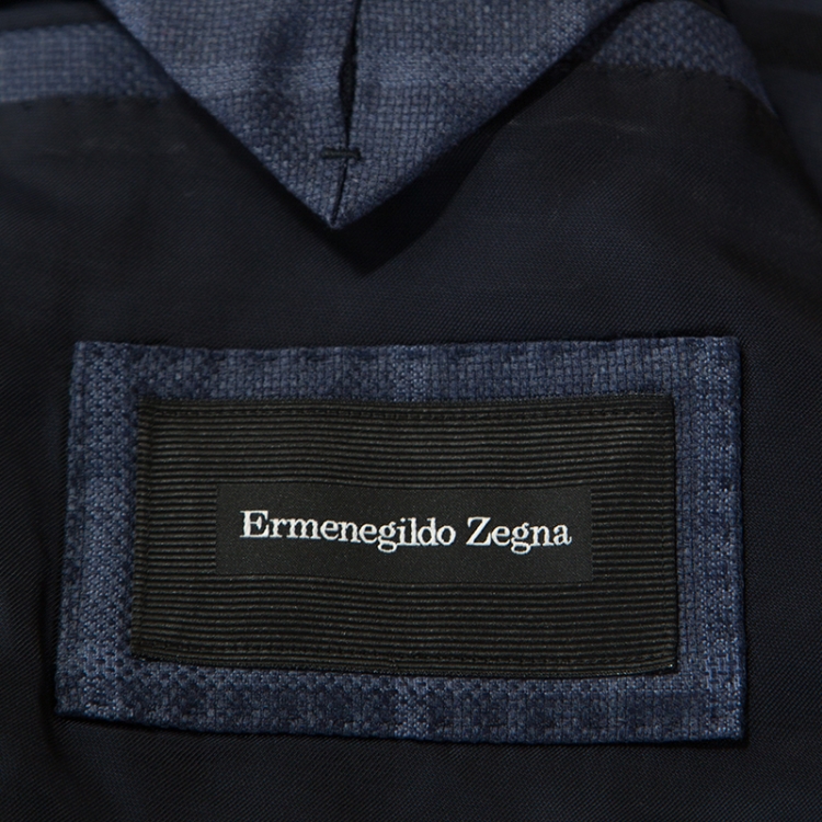 Pre Owned Ermenegildo Zegna Blue Windowpane Check Wool Milano Easy Fit Blazer XL