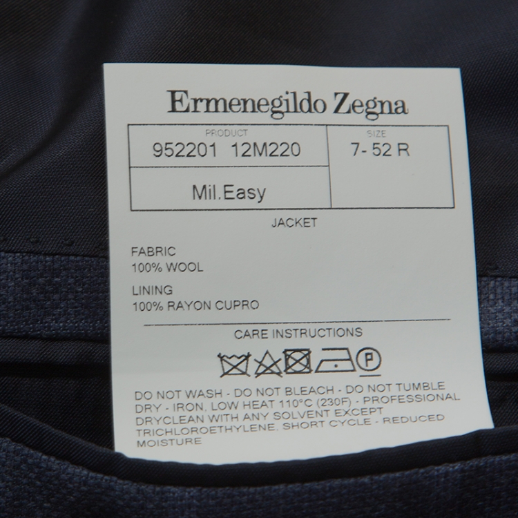 Pre Owned Ermenegildo Zegna Blue Windowpane Check Wool Milano Easy Fit Blazer XL