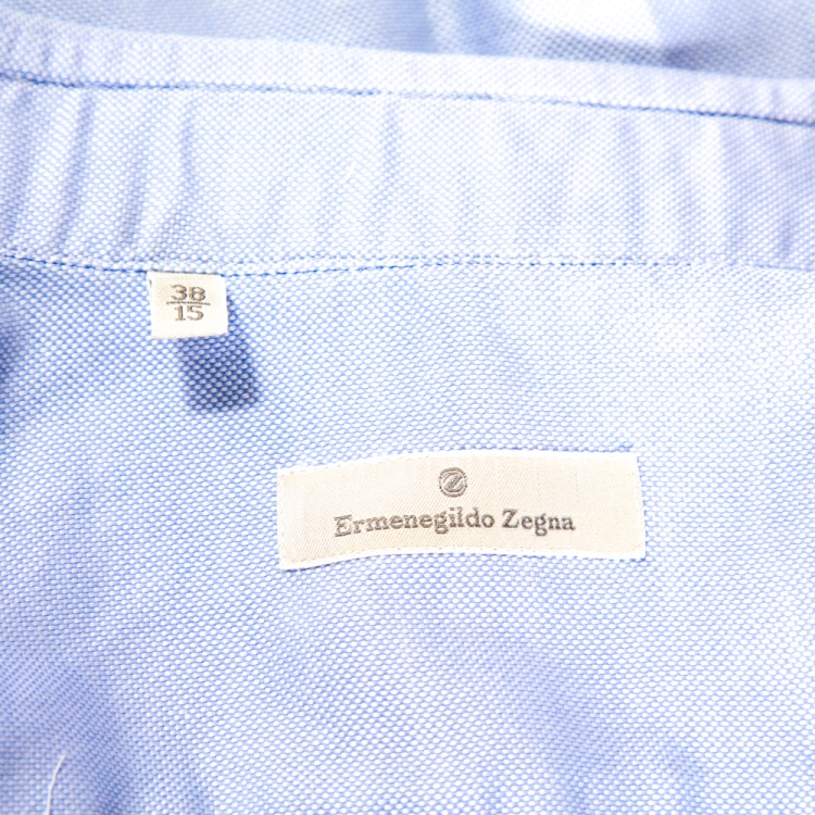 Pre Owned Ermenegildo Zegna Light Blue Chambray Cotton Long Sleeve Shirt S