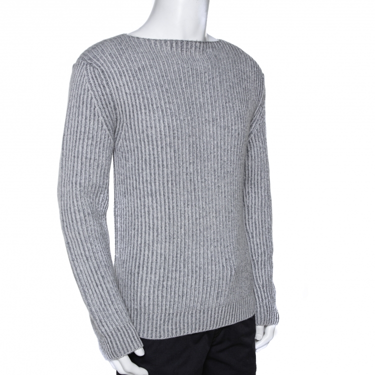 Pre Owned Ermenegildo Zegna Couture Melange Grey Cashmere Knit Sweater S