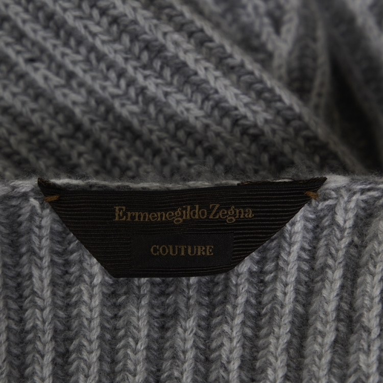 Pre Owned Ermenegildo Zegna Couture Melange Grey Cashmere Knit Sweater S