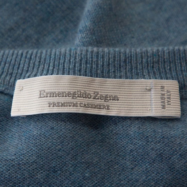 Pre Owned Ermenegildo Zegna Light Blue Cashmere V-Neck Sweater M