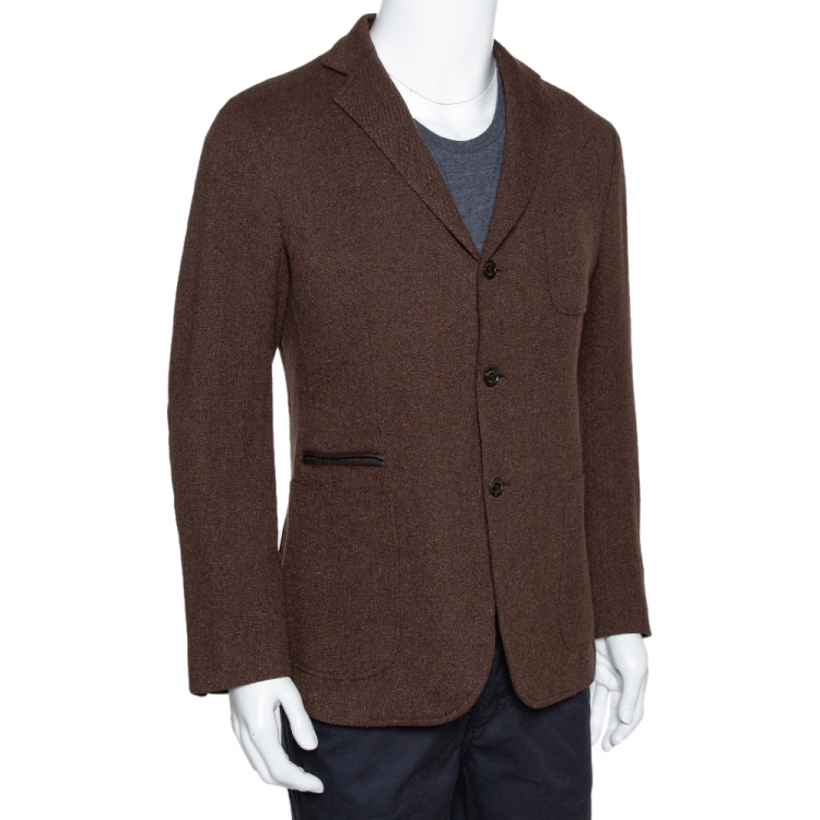 Pre Owned Ermenegildo Zegna Brown Cashmere Three Buttoned Jacket L