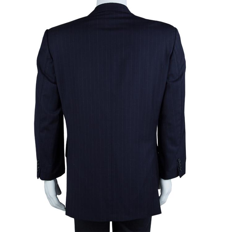 Pre Owned Ermenegildo Zegna Men's Navy Blue Striped Worsted Wool Blazer L