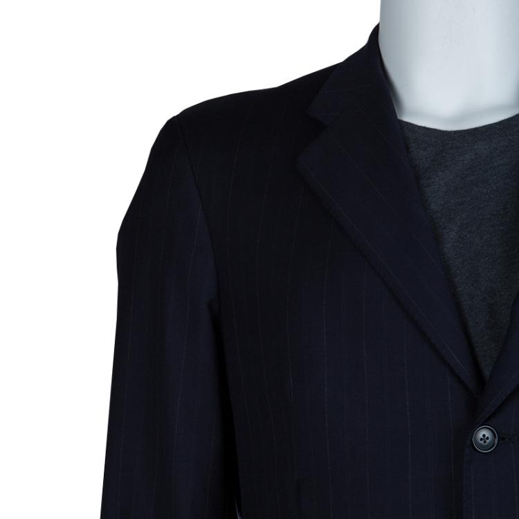 Pre Owned Ermenegildo Zegna Men's Navy Blue Striped Worsted Wool Blazer L