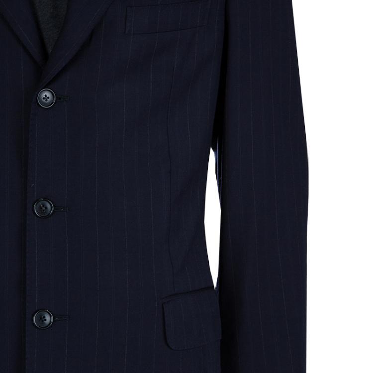Pre Owned Ermenegildo Zegna Men's Navy Blue Striped Worsted Wool Blazer L