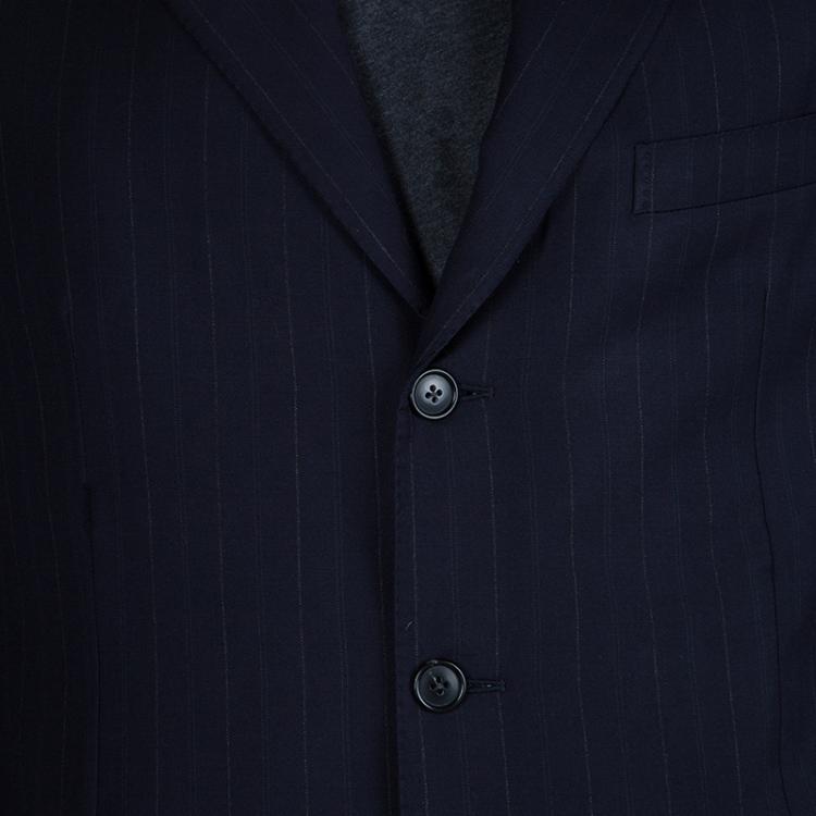 Pre Owned Ermenegildo Zegna Men's Navy Blue Striped Worsted Wool Blazer L