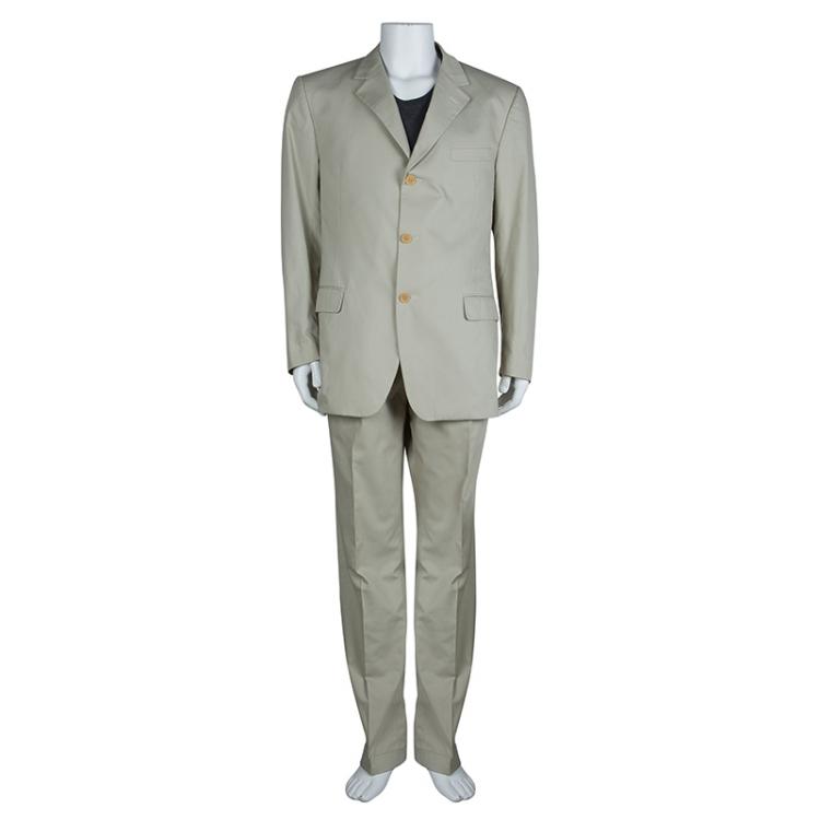 Pre Owned Ermenegildo Zegna Beige Pant Suit  L