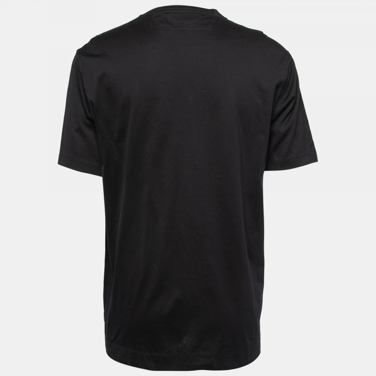 Pre Owned Zegna Black Jersey Crew Neck T-Shirt L