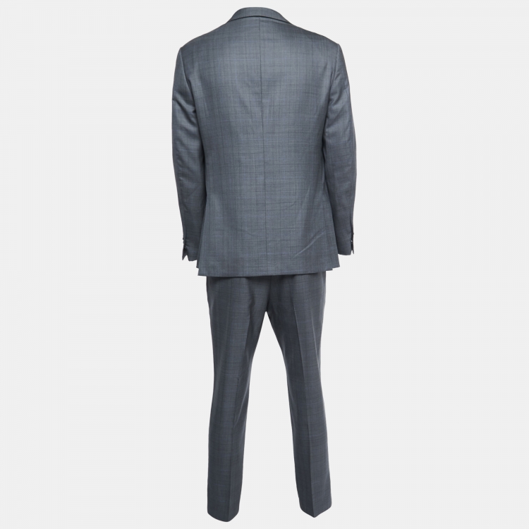 Pre Owned Ermenegildo Zegna Grey Checked Wool Blend Suit M
