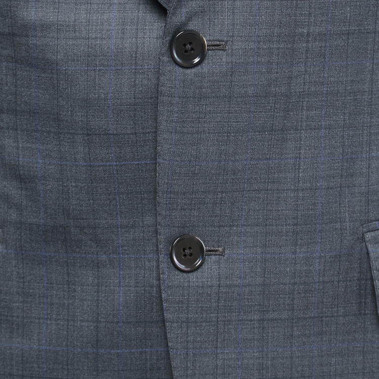 Pre Owned Ermenegildo Zegna Grey Checked Wool Blend Suit M