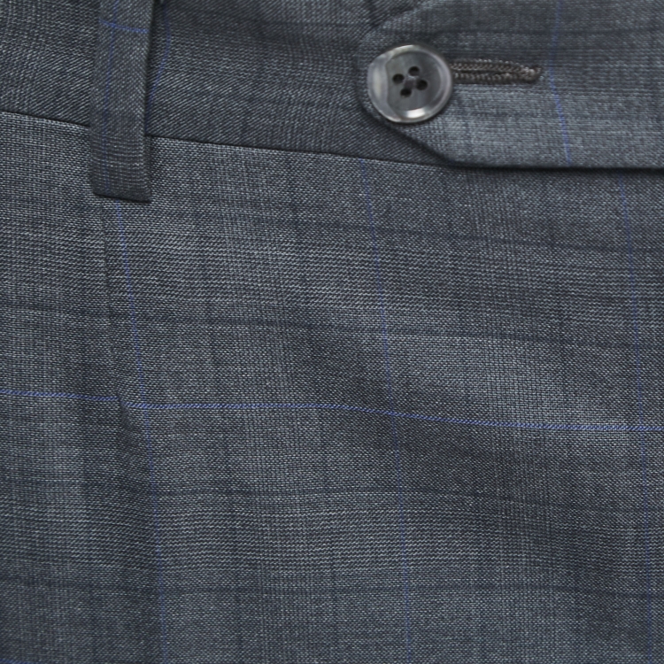 Pre Owned Ermenegildo Zegna Grey Checked Wool Blend Suit M