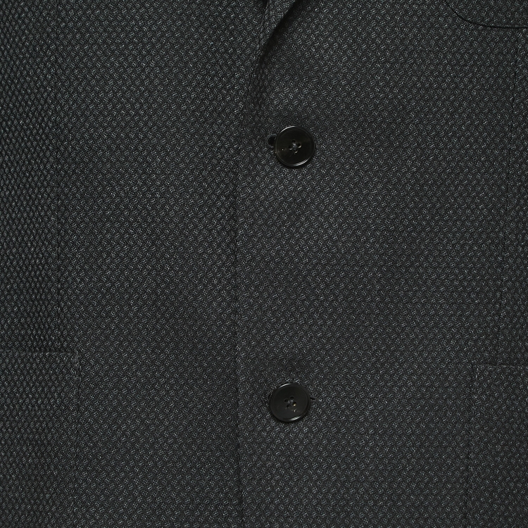 Pre Owned Ermenegildo Zegna Couture Black Patterned Wool Single Breasted Blazer XL